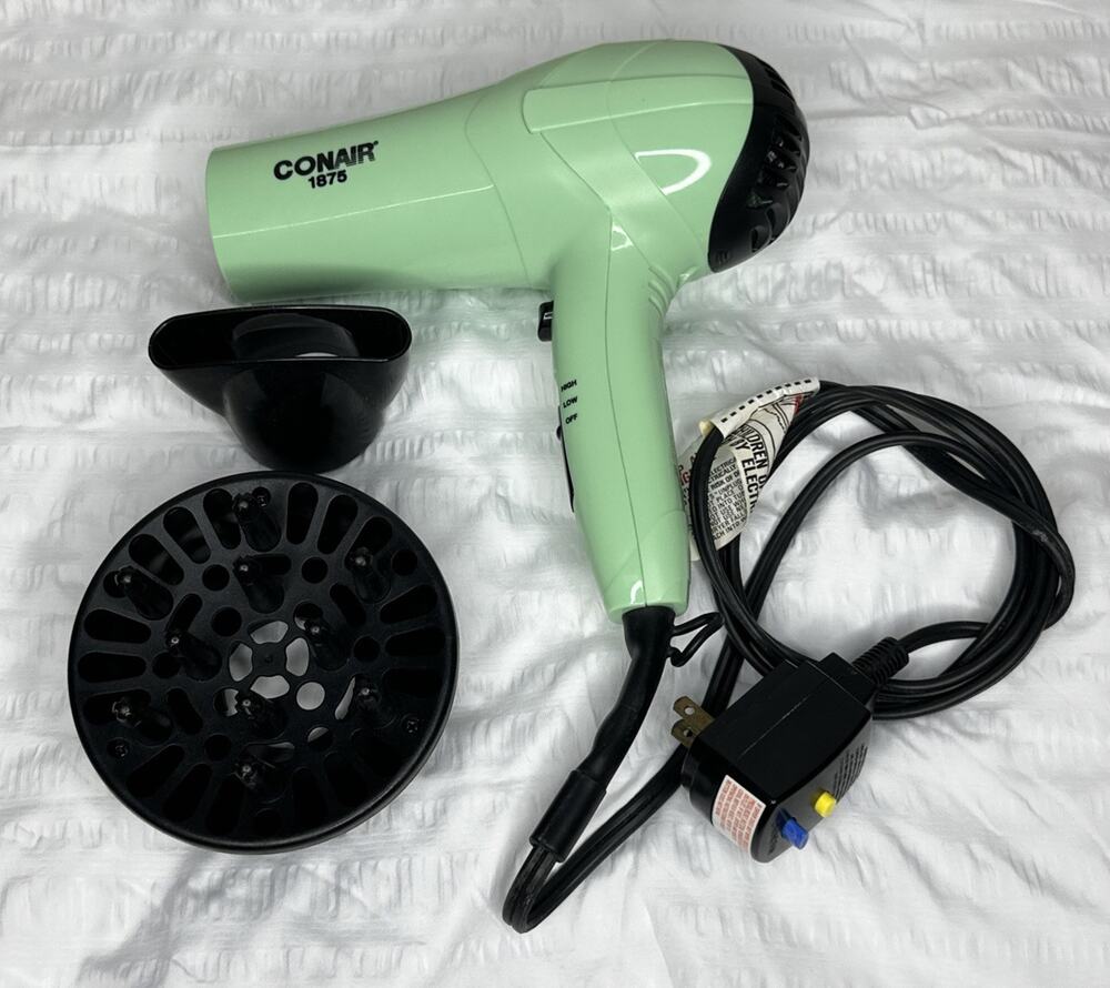 Conner 1875 Style and Shine Hair Dryer Mint Green With 2 Attachments